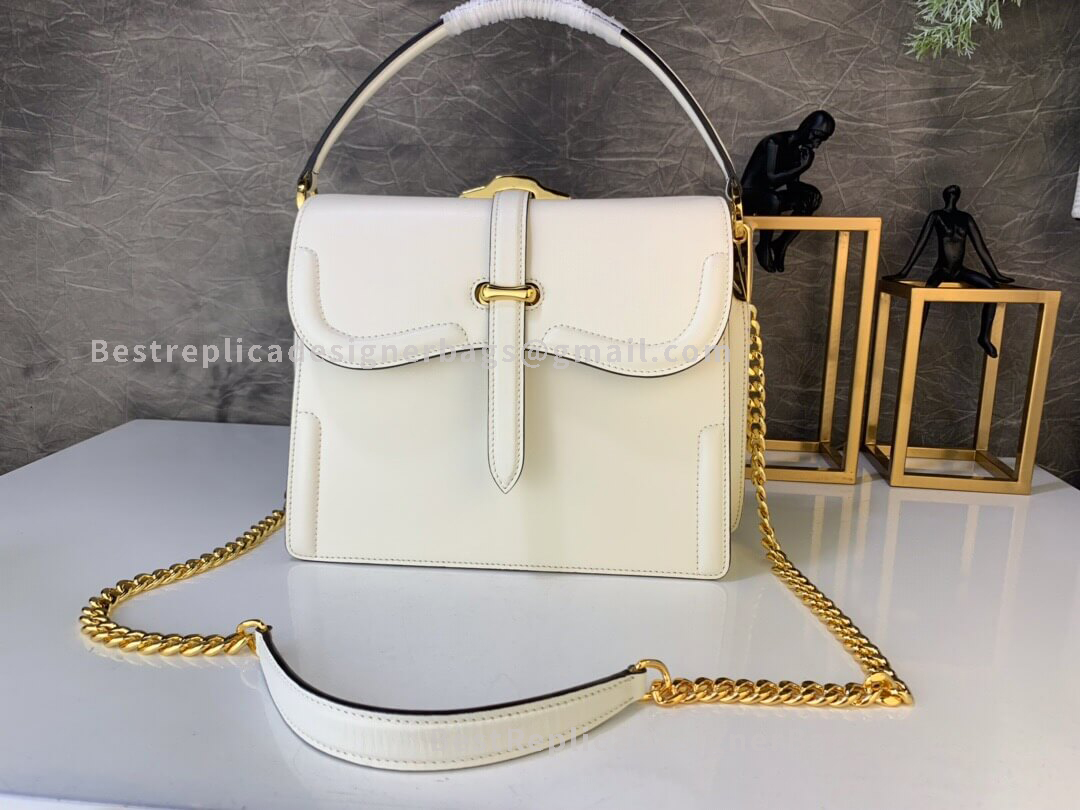 Prada Sidonie White Leather Handbag GHW 004